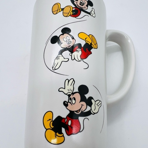 DISNEY MICKEY MOUSE TALL MUG WHITE WITH BLACK, RED, YELLOW & WHITE MICKEY - Picture 12 of 12